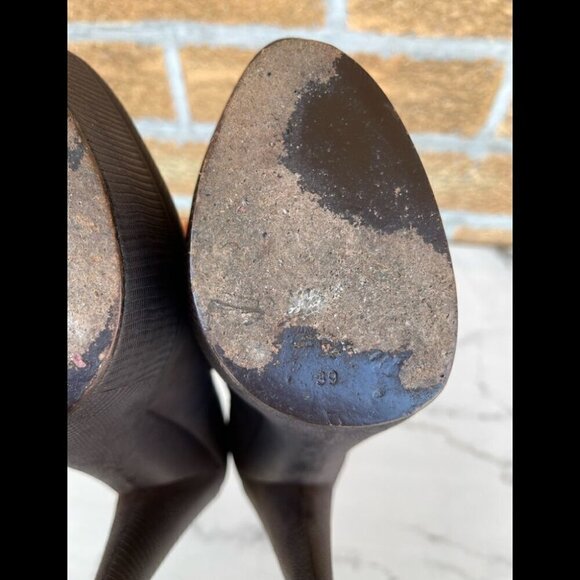 Saint Laurent Brown Ysl Aliama Lizard Embossed Suede Heels Pumps Size 39… - Picture 7 of 13